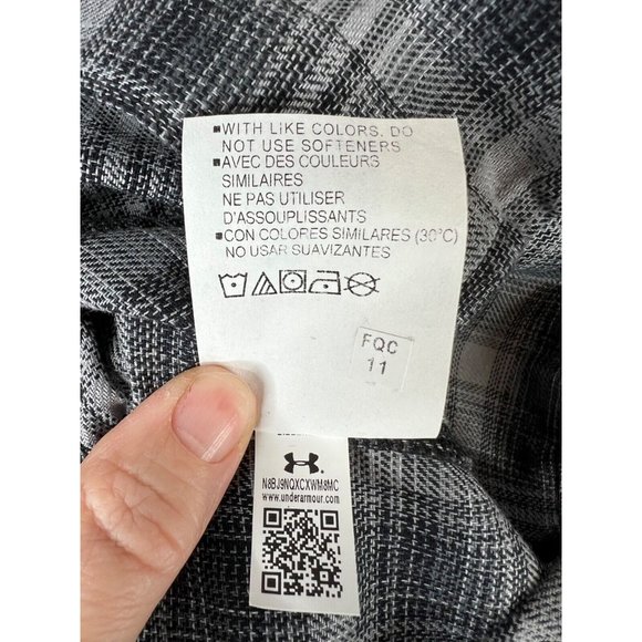 Under Armour Tradesmen Flex Fitted Plaid Flannel Button Down Shirt Size XXL Grey - Picture 7 of 7